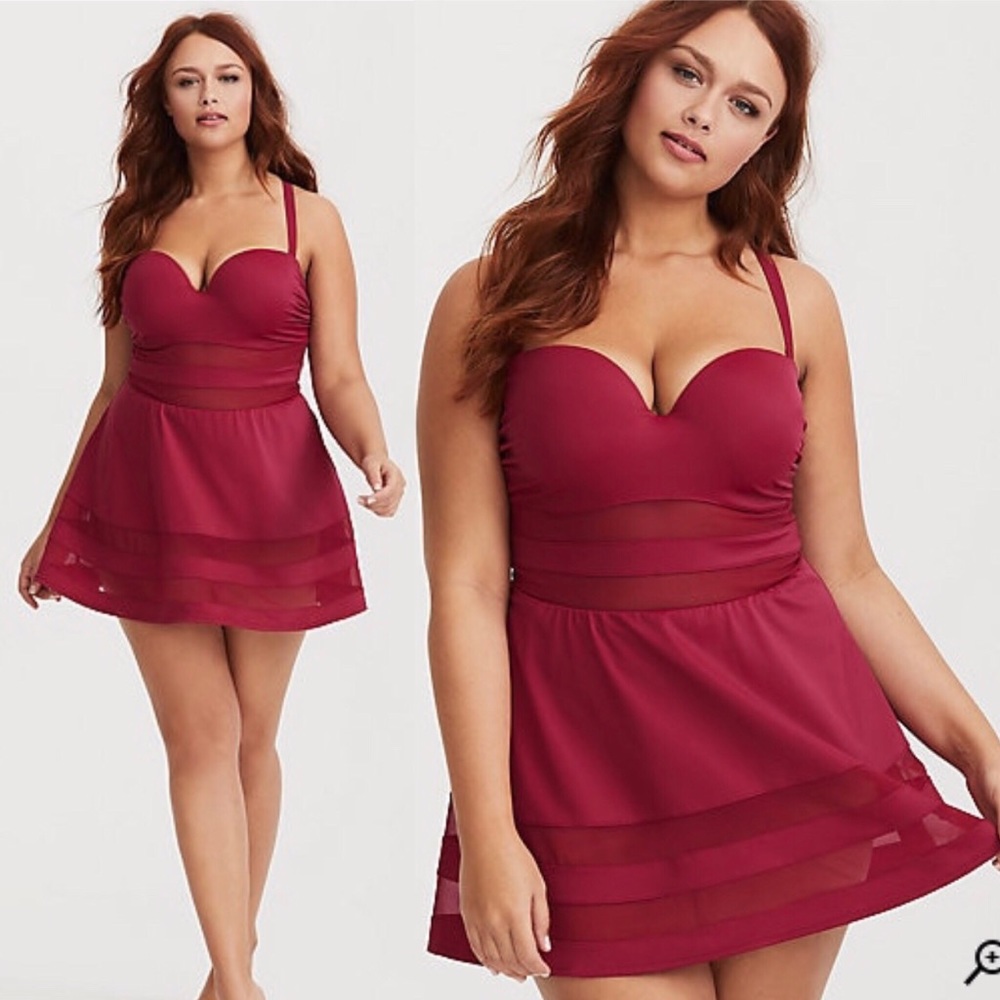 Torrid - Red Skater Swimsuit